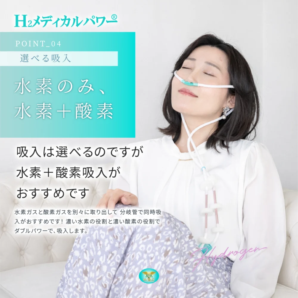 1800a04 水素酸素吸入器で水素と酸素を同時吸入している使用イメージ