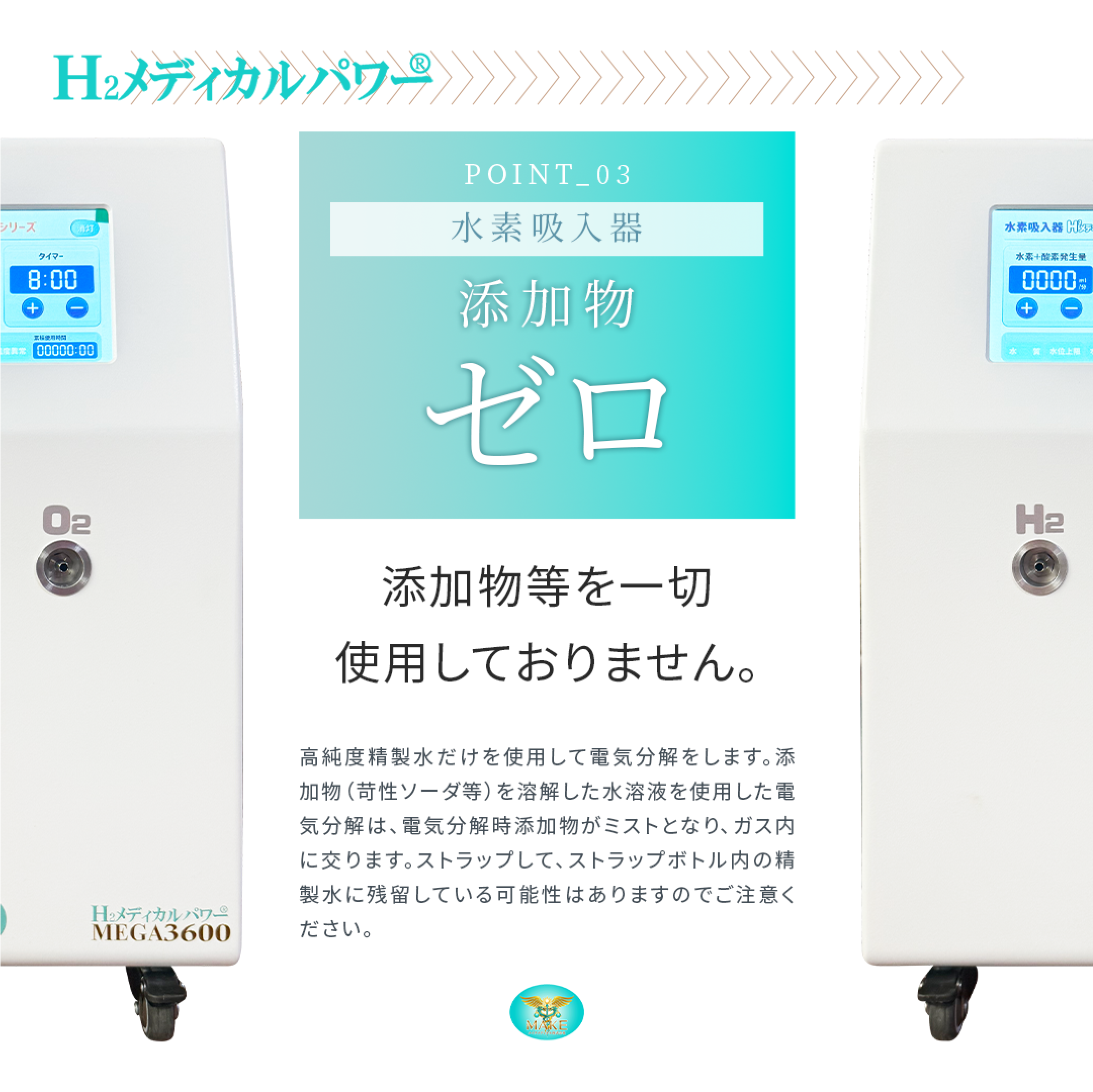 水素吸入器 MEGA3600｜高出力3600ml/分モデル【MAKE MEDICAL】