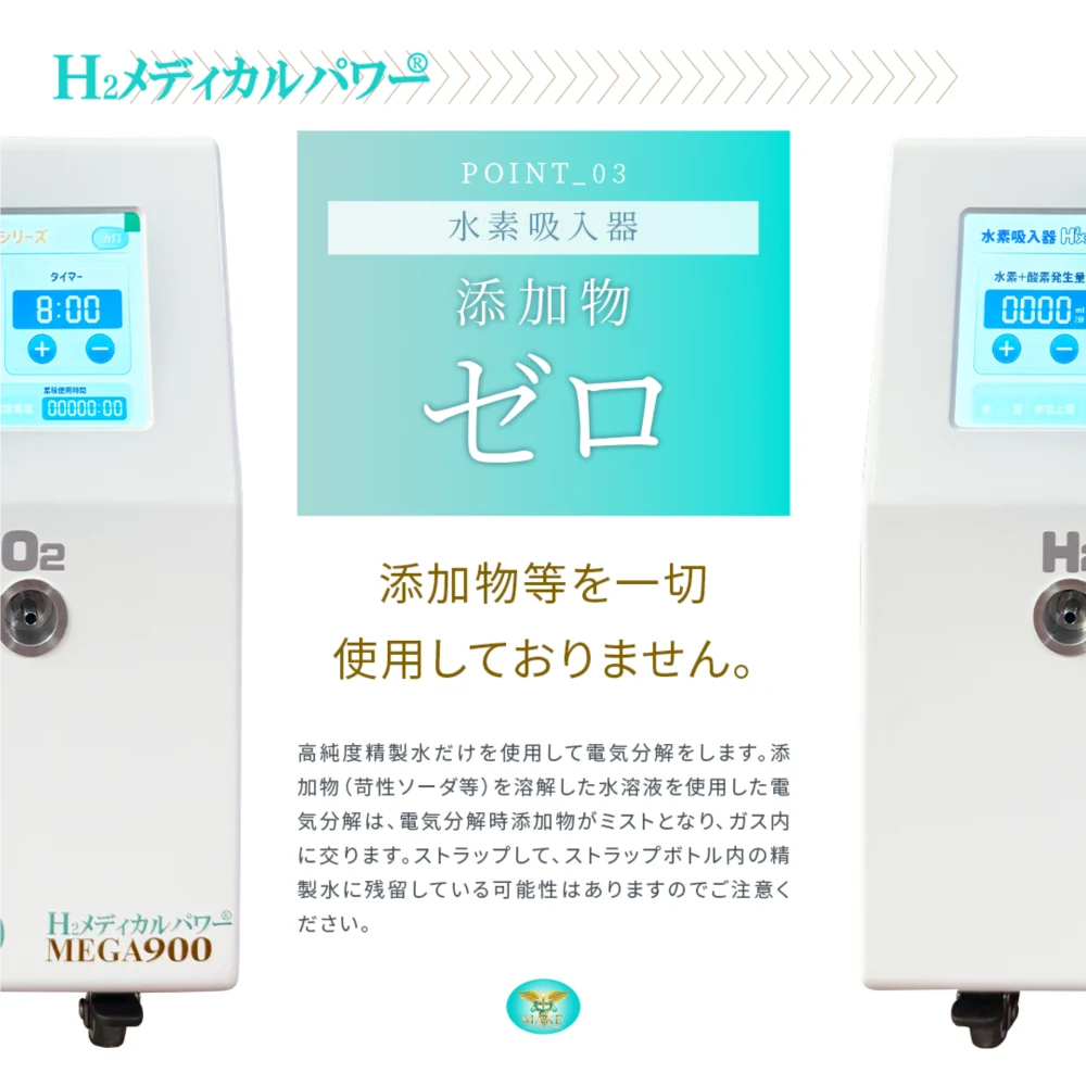 900a03 添加物を使用しない水素吸入器の仕組みと安全性を解説したイメージ