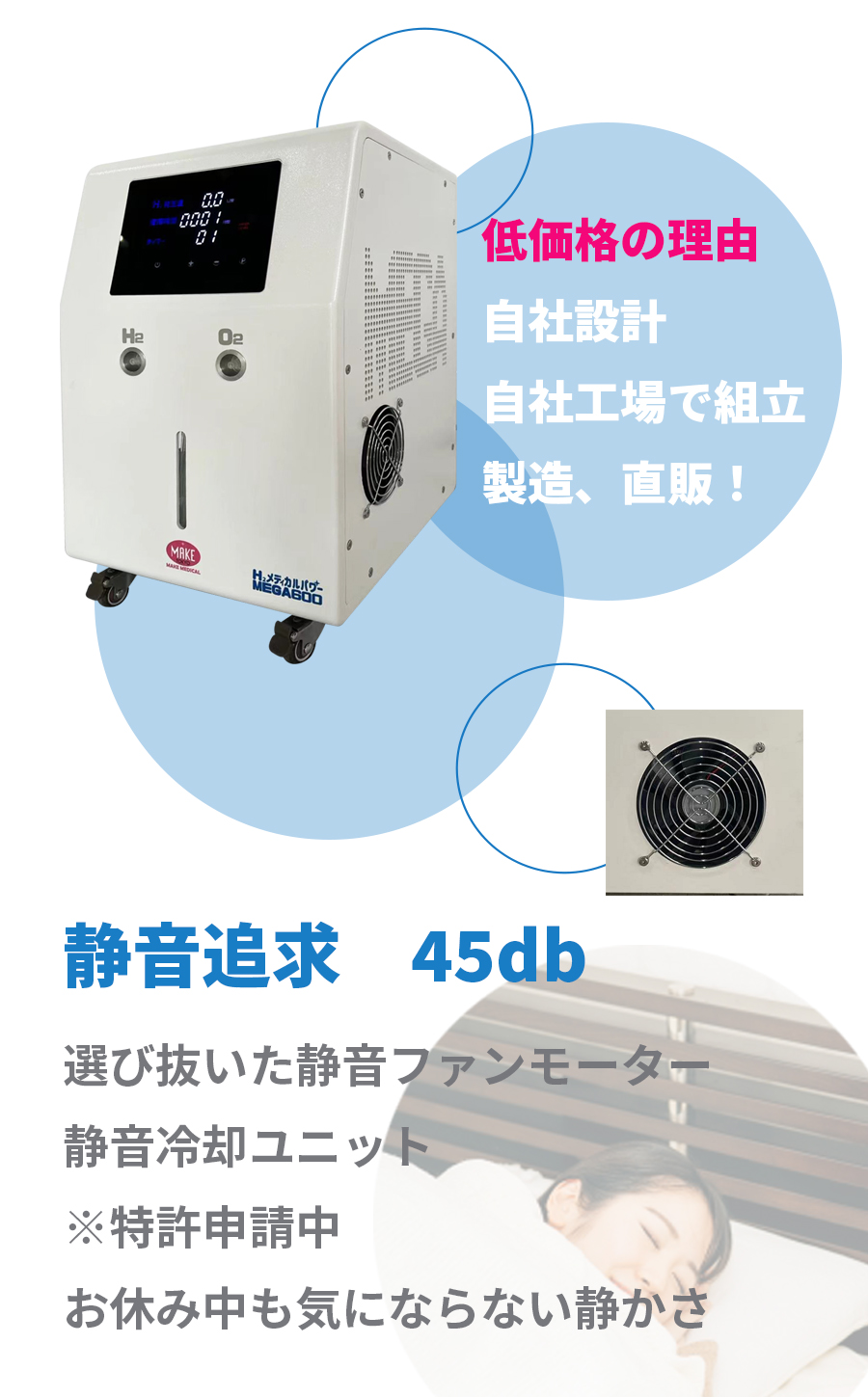 日本製/今治産 水素吸入器 H2-time（エイチツー タイム）本体＋付属品 
