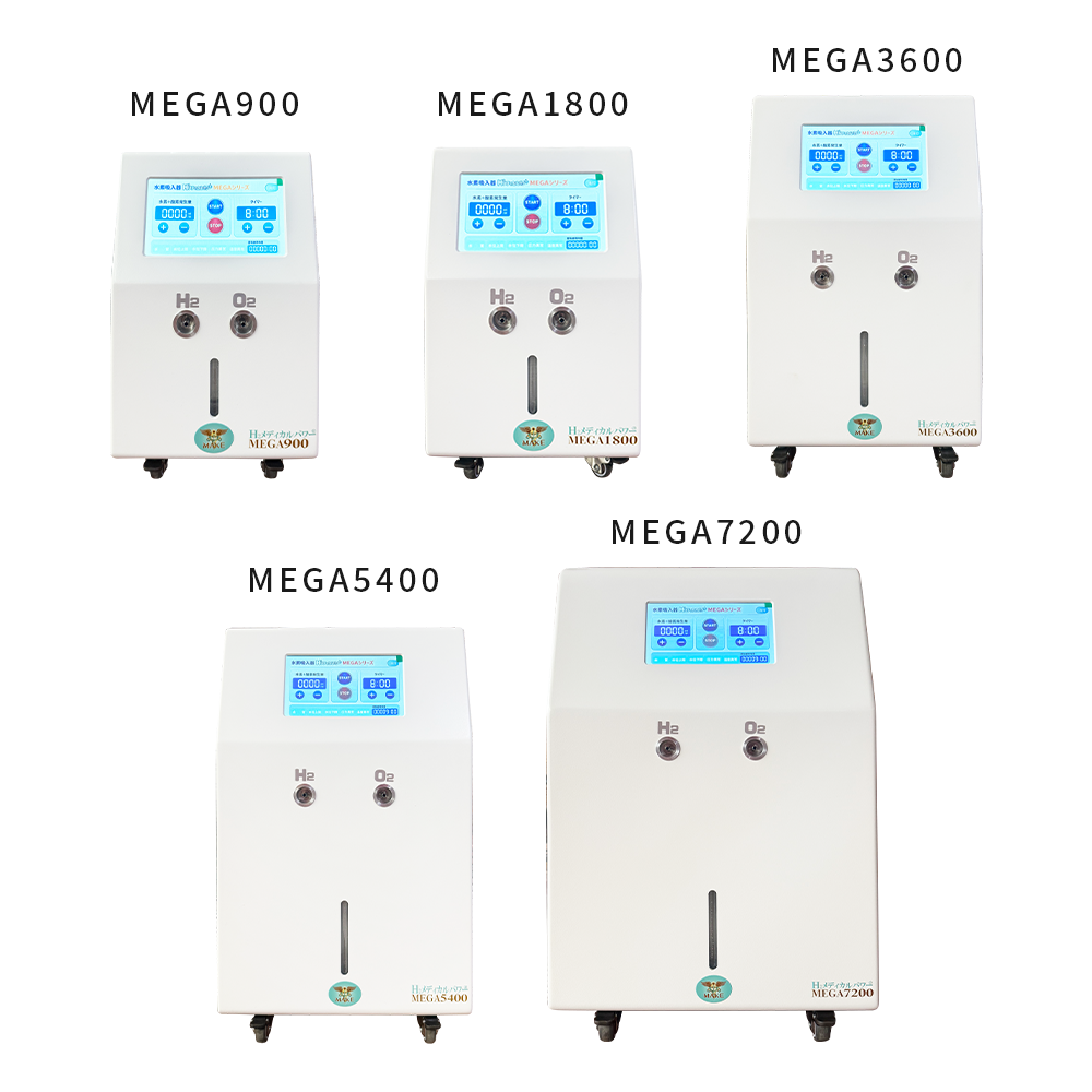 定価458000円　水素吸引器　 MEGA1200　水素吸引 水素吸入器 MEGA1800｜高出力1200ml/分モデル【MAKE MEDICAL】