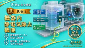 水素吸入器の選び方|最重要は安全性!確認すべき7つのポイントと10個の安全機能 11 10 静電気 Static electricity removal function│静電気除去機能│水素吸入器
